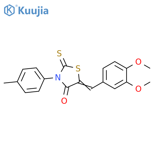 (5Z)-5-[(3,4-dimethoxyphenyl)methylidene]-3-(4-methylphenyl)-2-sulfanylidene-1,3-thiazolidin-4-one structure