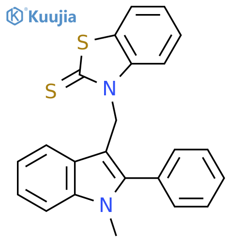 3-(1-methyl-2-phenyl-1H-indol-3-yl)methyl-2,3-dihydro-1,3-benzothiazole-2-thione structure