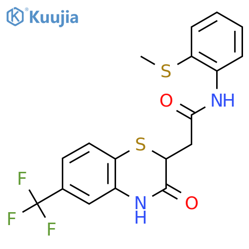 N-2-(methylsulfanyl)phenyl-2-3-oxo-6-(trifluoromethyl)-3,4-dihydro-2H-1,4-benzothiazin-2-ylacetamide structure