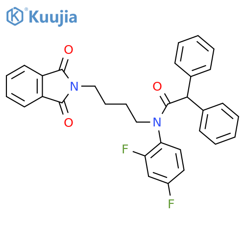 N-(2,4-difluorophenyl)-N-4-(1,3-dioxo-2,3-dihydro-1H-isoindol-2-yl)butyl-2,2-diphenylacetamide structure