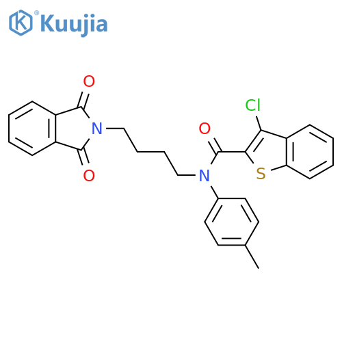 3-chloro-N-4-(1,3-dioxo-2,3-dihydro-1H-isoindol-2-yl)butyl-N-(4-methylphenyl)-1-benzothiophene-2-carboxamide structure