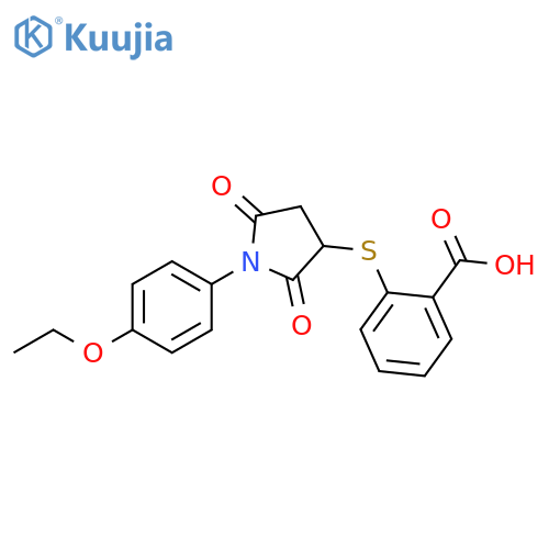 2-{1-(4-ethoxyphenyl)-2,5-dioxopyrrolidin-3-ylsulfanyl}benzoic acid structure