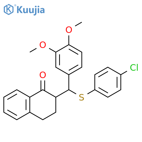 2-{[(4-chlorophenyl)sulfanyl](3,4-dimethoxyphenyl)methyl}-1,2,3,4-tetrahydronaphthalen-1-one structure