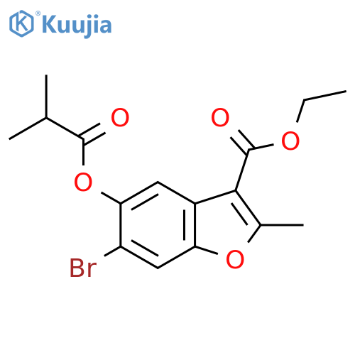 Ethyl 6-bromo-2-methyl-5-[(2-methylpropanoyl)oxy]-1-benzofuran-3-carboxylate structure