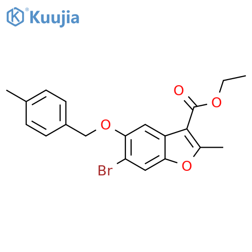 ethyl 6-bromo-2-methyl-5-(4-methylphenyl)methoxy-1-benzofuran-3-carboxylate structure