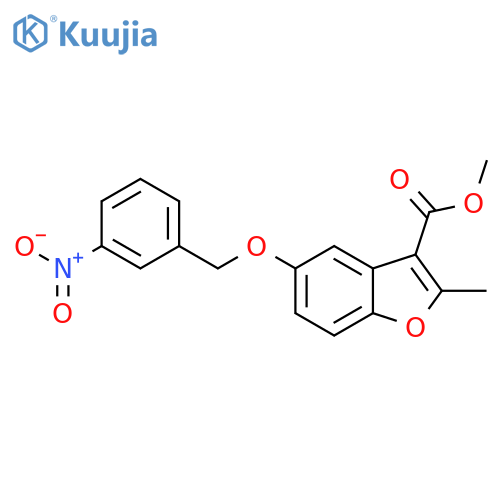 methyl 2-methyl-5-[(3-nitrophenyl)methoxy]-1-benzofuran-3-carboxylate structure
