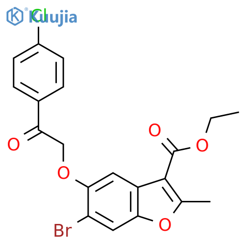 ethyl 6-bromo-5-2-(4-chlorophenyl)-2-oxoethoxy-2-methyl-1-benzofuran-3-carboxylate structure