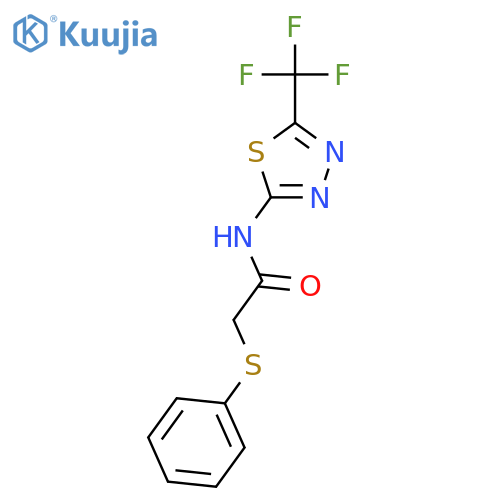 2-(phenylsulfanyl)-N-[5-(trifluoromethyl)-1,3,4-thiadiazol-2-yl]acetamide structure