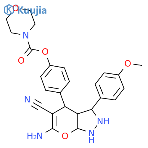 4-6-amino-5-cyano-3-(4-methoxyphenyl)-1H,4H-pyrano2,3-cpyrazol-4-ylphenyl morpholine-4-carboxylate structure