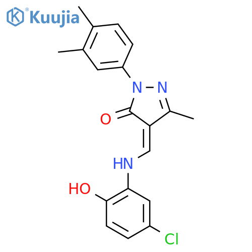 (4Z)-4-{(5-chloro-2-hydroxyphenyl)aminomethylidene}-1-(3,4-dimethylphenyl)-3-methyl-4,5-dihydro-1H-pyrazol-5-one structure