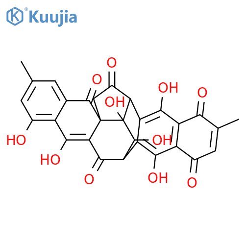6,13a,16-Ethanylylidene-13aH-cyclonona[1,2-b:5,6-b']dinaphthalene-5,8,13,15,17(14H)-pentone,6,16-dihydro-1,4,7,9,18,19-hexahydroxy-2,11-dimethyl-, (6S,13aS,16S,18S,19S)-(9CI) structure