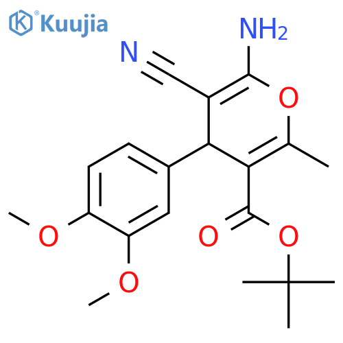 tert-butyl 6-amino-5-cyano-4-(3,4-dimethoxyphenyl)-2-methyl-4H-pyran-3-carboxylate structure