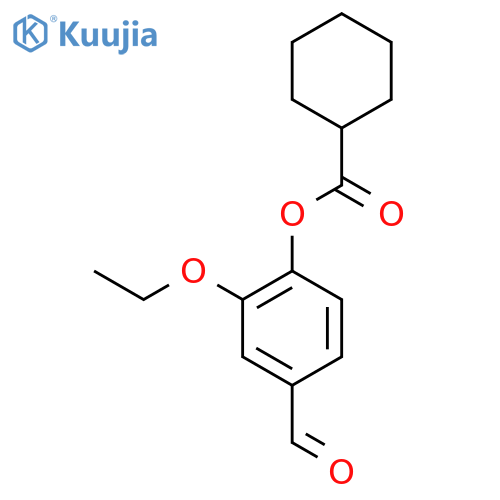 2-Ethoxy-4-formylphenyl cyclohexanecarboxylate structure