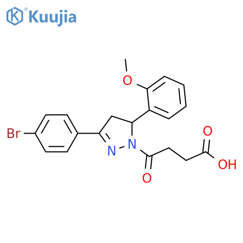 4-3-(4-bromophenyl)-5-(2-methoxyphenyl)-4,5-dihydro-1H-pyrazol-1-yl-4-oxobutanoic acid structure
