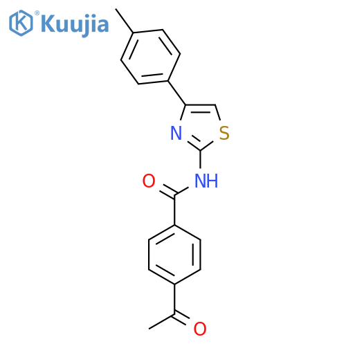 4-acetyl-N-4-(4-methylphenyl)-1,3-thiazol-2-ylbenzamide structure