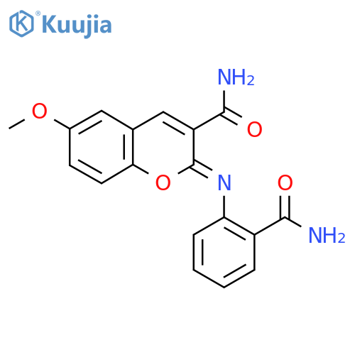 (2Z)-2-(2-carbamoylphenyl)imino-6-methoxy-2H-chromene-3-carboxamide structure