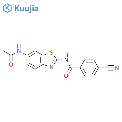 4-cyano-N-(6-acetamido-1,3-benzothiazol-2-yl)benzamide structure