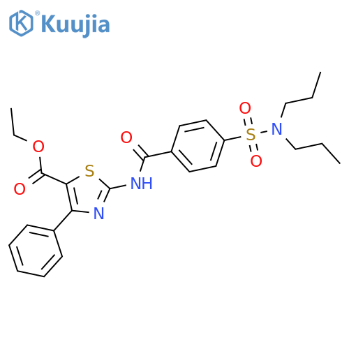 ethyl 2-4-(dipropylsulfamoyl)benzamido-4-phenyl-1,3-thiazole-5-carboxylate structure