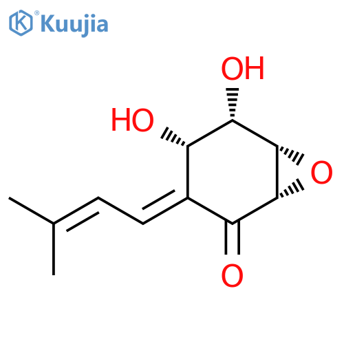 (1S,6β)-4α,5α-Dihydroxy-3-[(E)-3-methyl-2-butenylidene]-7-oxabicyclo[4.1.0]heptan-2-one structure