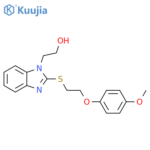 2-(2-{2-(4-methoxyphenoxy)ethylsulfanyl}-1H-1,3-benzodiazol-1-yl)ethan-1-ol structure