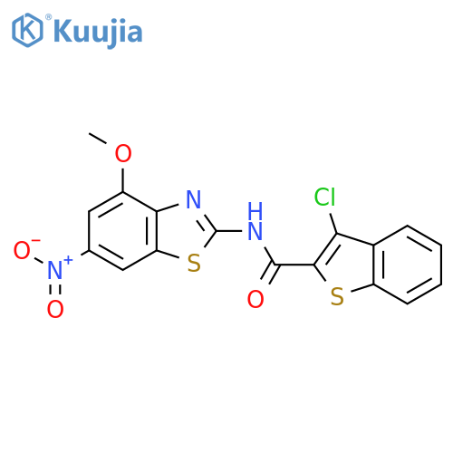 3-chloro-N-(4-methoxy-6-nitro-1,3-benzothiazol-2-yl)-1-benzothiophene-2-carboxamide structure
