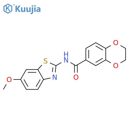 N-(6-methoxy-1,3-benzothiazol-2-yl)-2,3-dihydro-1,4-benzodioxine-6-carboxamide structure