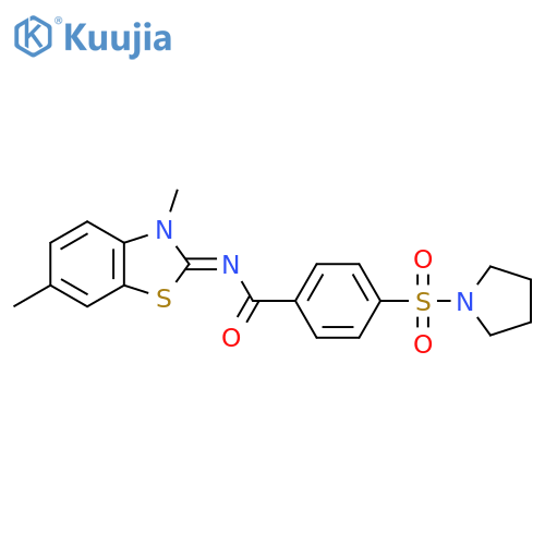 N-(2E)-3,6-dimethyl-2,3-dihydro-1,3-benzothiazol-2-ylidene-4-(pyrrolidine-1-sulfonyl)benzamide structure