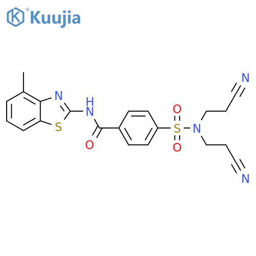 4-bis(2-cyanoethyl)sulfamoyl-N-(4-methyl-1,3-benzothiazol-2-yl)benzamide structure