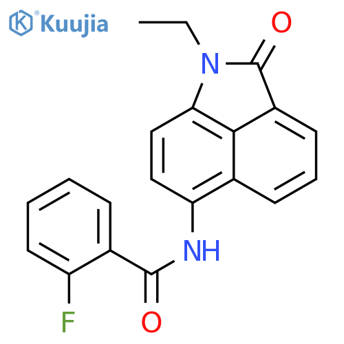 N-{2-ethyl-3-oxo-2-azatricyclo6.3.1.0^{4,12}dodeca-1(11),4(12),5,7,9-pentaen-9-yl}-2-fluorobenzamide structure
