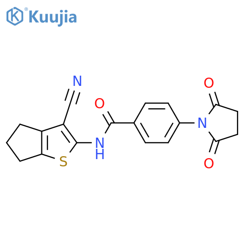 N-{3-cyano-4H,5H,6H-cyclopentabthiophen-2-yl}-4-(2,5-dioxopyrrolidin-1-yl)benzamide structure