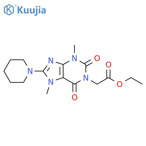 ethyl 2-3,7-dimethyl-2,6-dioxo-8-(piperidin-1-yl)-2,3,6,7-tetrahydro-1H-purin-1-ylacetate structure