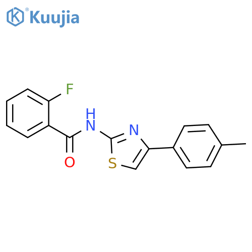 2-fluoro-N-[4-(4-methylphenyl)-1,3-thiazol-2-yl]benzamide structure