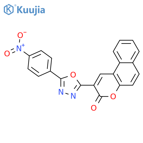 2-5-(4-nitrophenyl)-1,3,4-oxadiazol-2-yl-3H-benzofchromen-3-one structure