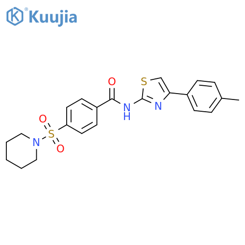 N-[4-(4-methylphenyl)-1,3-thiazol-2-yl]-4-(piperidine-1-sulfonyl)benzamide structure