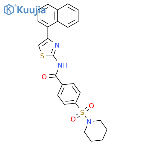 N-(2Z)-4-(naphthalen-1-yl)-2,3-dihydro-1,3-thiazol-2-ylidene-4-(piperidine-1-sulfonyl)benzamide structure