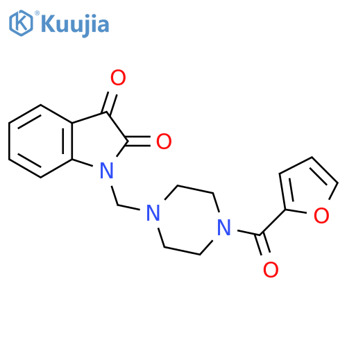 1-{4-(furan-2-carbonyl)piperazin-1-ylmethyl}-2,3-dihydro-1H-indole-2,3-dione structure