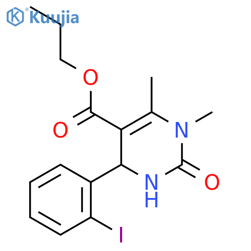 propyl 4-(2-iodophenyl)-1,6-dimethyl-2-oxo-1,2,3,4-tetrahydropyrimidine-5-carboxylate structure
