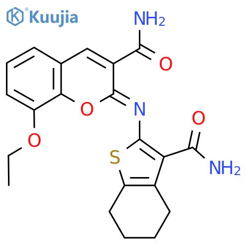 (2Z)-2-(3-carbamoyl-4,5,6,7-tetrahydro-1-benzothiophen-2-yl)imino-8-ethoxy-2H-chromene-3-carboxamide structure