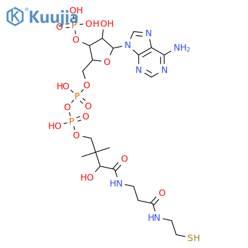 Adenosine 5'-(trihydrogen diphosphate), 3'-(dihydrogen phosphate), P'-[(3S)-3-hydroxy-4-[[3-[(2-mercaptoethyl)amino]-3-oxopropyl]amino]-2,2-dimethyl-4-oxobutyl] ester (9CI) structure