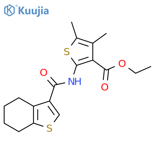 ethyl 4,5-dimethyl-2-(4,5,6,7-tetrahydro-1-benzothiophene-3-amido)thiophene-3-carboxylate structure