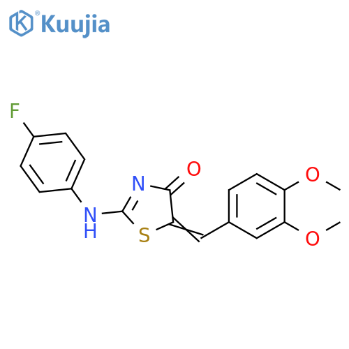 (5Z)-5-(3,4-dimethoxyphenyl)methylidene-2-(4-fluorophenyl)amino-4,5-dihydro-1,3-thiazol-4-one structure