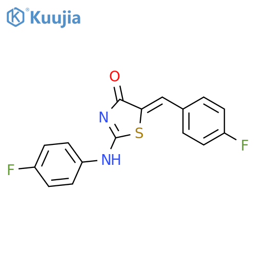 (2Z,5Z)-2-(4-fluorophenyl)imino-5-(4-fluorophenyl)methylidene-1,3-thiazolidin-4-one structure