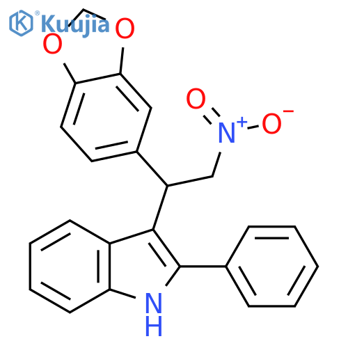 3-[1-(2H-1,3-benzodioxol-5-yl)-2-nitroethyl]-2-phenyl-1H-indole structure