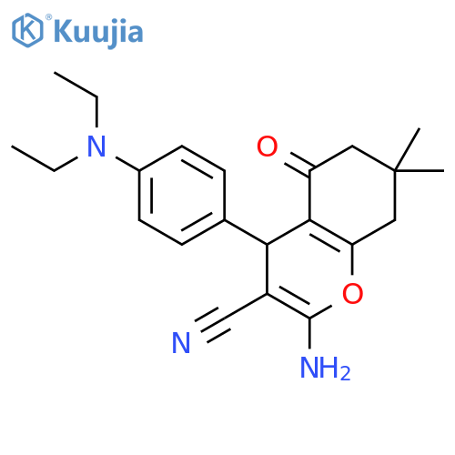 <br>2-Amino-4-(4-diethylamino-phenyl)-7,7-dimethyl-5-oxo-5,6,7,8-tetrahydro-4H- chromene-3-carbonitrile structure
