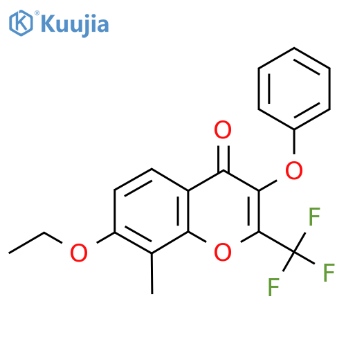 7-ethoxy-8-methyl-3-phenoxy-2-(trifluoromethyl)-4H-chromen-4-one structure
