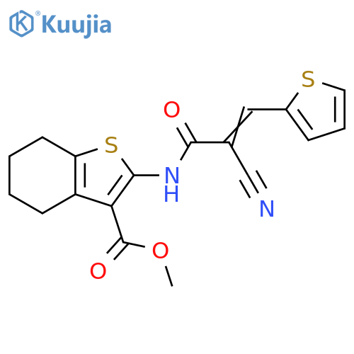 methyl 2-(2E)-2-cyano-3-(thiophen-2-yl)prop-2-enamido-4,5,6,7-tetrahydro-1-benzothiophene-3-carboxylate structure