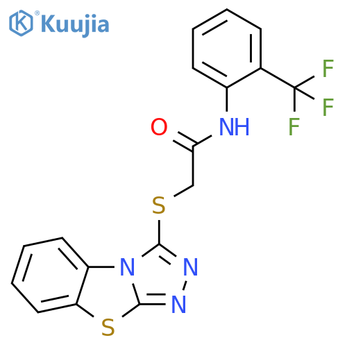 2-{7-thia-2,4,5-triazatricyclo6.4.0.0^{2,6}dodeca-1(8),3,5,9,11-pentaen-3-ylsulfanyl}-N-2-(trifluoromethyl)phenylacetamide structure