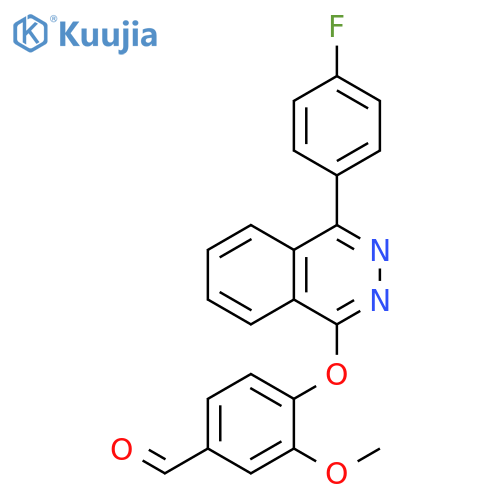 4-{[4-(4-fluorophenyl)-1-phthalazinyl]oxy}-3-methoxybenzaldehyde structure