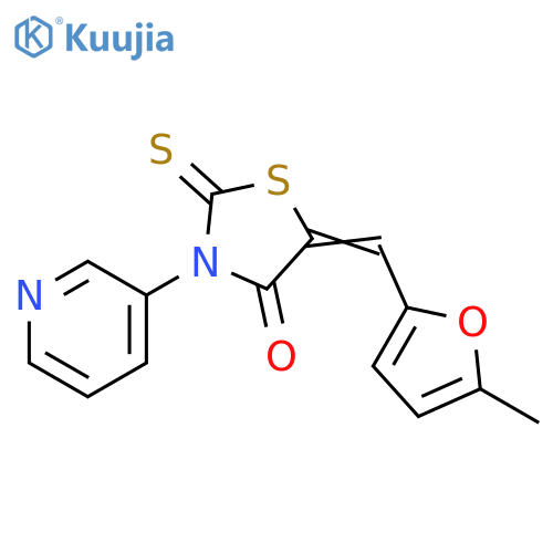 (5E)-5-(5-methylfuran-2-yl)methylidene-3-(pyridin-3-yl)-2-sulfanylidene-1,3-thiazolidin-4-one structure