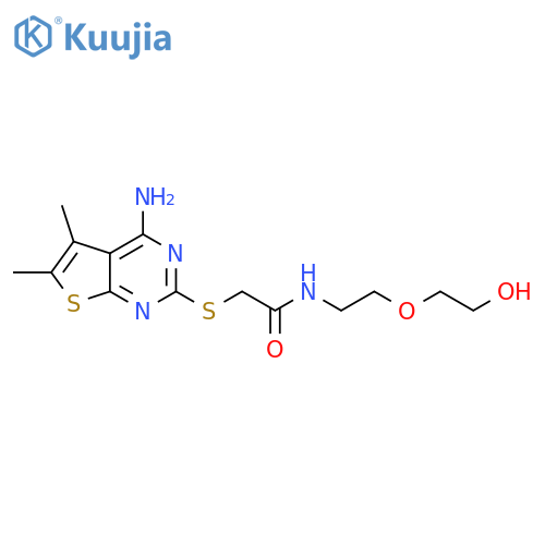 2-({4-amino-5,6-dimethylthieno2,3-dpyrimidin-2-yl}sulfanyl)-N-2-(2-hydroxyethoxy)ethylacetamide structure